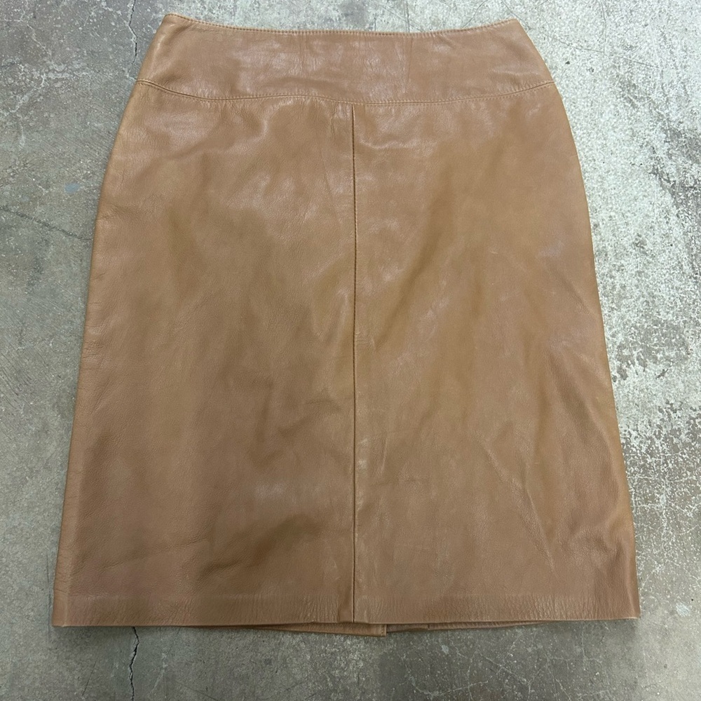 Danier Tan Leather Pencil Skirt